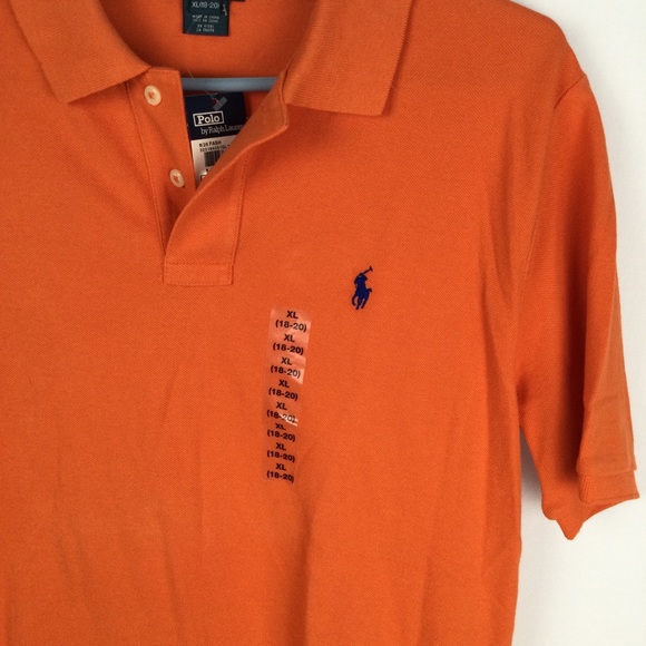 Polo by Ralph Lauren Boy's Orange Polo Shirt‎ size boys XL 18/20 - Picture 2 of 4